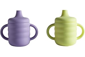 vaanshie Silicone Sippy Cup [Pack of 2] – 5.4oz, Leak Proof, Microwave Safe, Leak Resistant Sipper for Babies, Toddlers, with Lid | Home & Kitchen