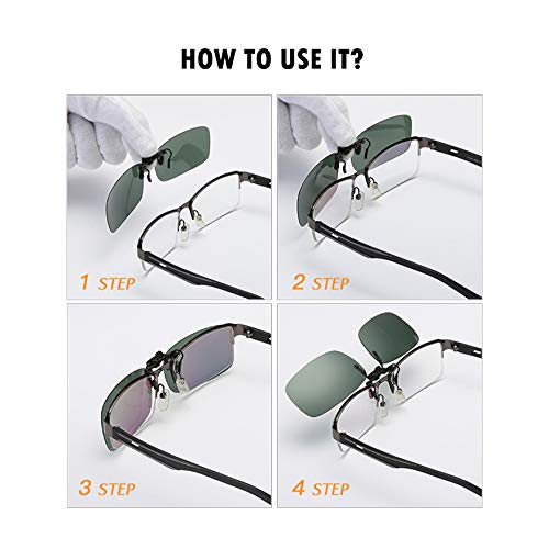 Clip on Polarized Sunglasses For Driving - Flip Up Rimless Sunglasses for Prescription Glasses (Grey-1, 2.4)
