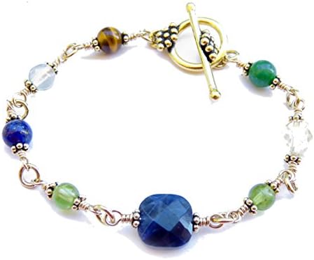 14K Yellow Gold Filled Heal Relationships/Healthy Family Bonds, Past Anger, Jealousy, Hurt Feelings, Ego, Sodalite, Peridot, Jade, Tigers Eye, Fluorite, Green Onyx