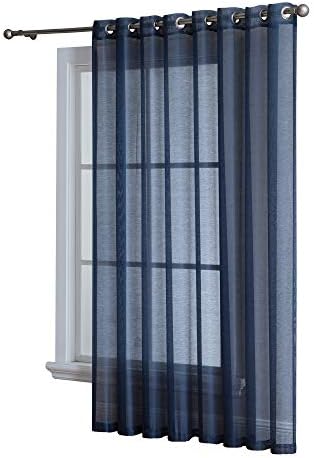 AsaTex 1 Extra Wide Patio Grommet Semi Sheer - Curtain Panel 102 Inch Wide - 84 Inch Long - Perfect for Patio and Glass Sliding Door (Patio 102" W x 84" L, Navy)