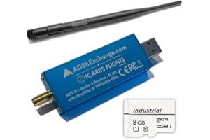 ADSBexchange.com Blue R820T2 RTL2832U, 0.5 PPM TCXO ADS-B SDR w/Amp and 1090 Mhz Filter, Antenna & Software on Industrial MicroSD