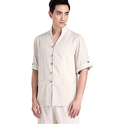 FangNer Men's Chinese Style Traditional KungFu Clothing Short Sleeve Tang Suits