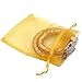 Rbenxia 100 Pcs Drawstring Organza Pouches 4 by 6 Inches Jewelry Favor Pouch Bags Wedding Party Festival Gift Candy Bag Color Gold