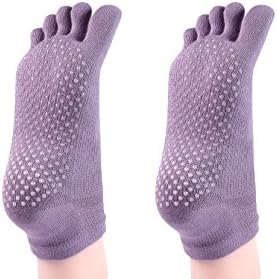 Cosfash Yoga Socks Non Slip Skid Toe Grips for Pilates Barre Women Men 2 Pack (2 pairs light purple(toe))