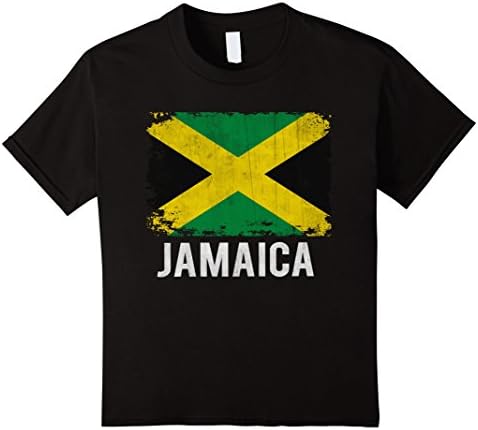 Kids Jamaica Jamaican Vintage Pride Funny Flag T-Shirt 12 Black