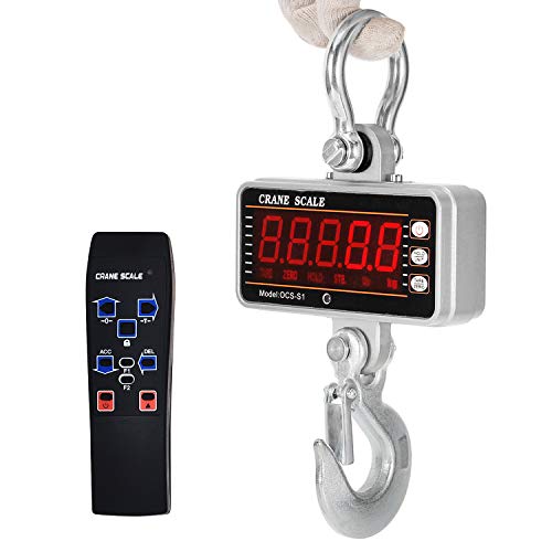 VisionTechShop Digital Crane Scale, VTS-CS4 2200lb/1000kg Heavy Duty Compact Hanging Industrial Scale With Remote Control, Large LCD Display, Backlight For Farm, Factory, Construction