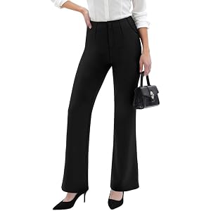 keriffe Womens Bootcut Dress Pants High Waisted Stretchy Pull on Work Pants | Business Casual Slacks for Women, Office Profes