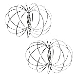 Saundra Peal Kinetic Spring Toy 3D Sculpture Ring Multi-Sensory Fidget Toy (Silver,Pack of 2)