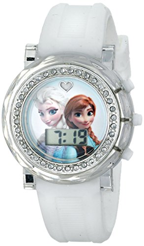 Disney Kids' FZN3579 Frozen Anna and Elsa Rhinestone-Accented Watch with White Rubber Band Disney Kids' FZN3579 Frozen Anna and Elsa Rhinestone-Accented Watch with White Rubber Band