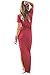 OYANUS Womens Sexy Deep V Neck Solid Color Long Sleeve Side Split Casual Beach Maxi Dress Coral M