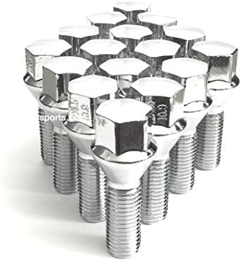 AVN Motorsports 14x1.5 Acorn Lug Bolt Chrome Heat Treated Conical Seat OEM (14mmx1.5 Thread Size) 17mm Hex (20 Pieces) (60mm Shank)