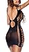 Freemale Women Sexy Seamless Cut Out Fishnet Stretch a Mini Dress Chemise Lingerie Black
