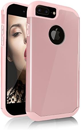 OLVOO iPhone 7 Plus case, 2in1 Hybrid Case Cover for iPhone 7Plus. Hard Cover for iPhone 7Plus Printed Design Pc+ Silicone Hybrid High Impact Defender Case Combo Hard Soft Cases Covers (Rose Gold)