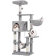 Hey-brother Cat Tree with Large Hammock, Multi-Level Cat Tower for Indoor Cats, Cat Condo with Sisal-Covered Scratching Posts and Top Perch, Light Gray MPJ050W