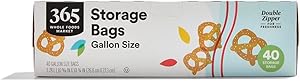 365 by Whole Foods Market, Gallon Size Storage Bags, Double Zipper, 40 Count