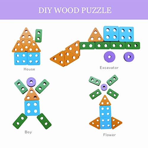 Sendida Montessori Wood Toys Toddlers Puzzles Preschool Educational Kid Toys Sorting Shape Color Blocks Stacking Toys Fishing Game 2 in 1 Learning Toys Gift for 2 3 4 Years