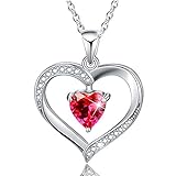 Happy Camp Forever Love Heart Women Necklace 925 Sterling Silver Birthstone Pend