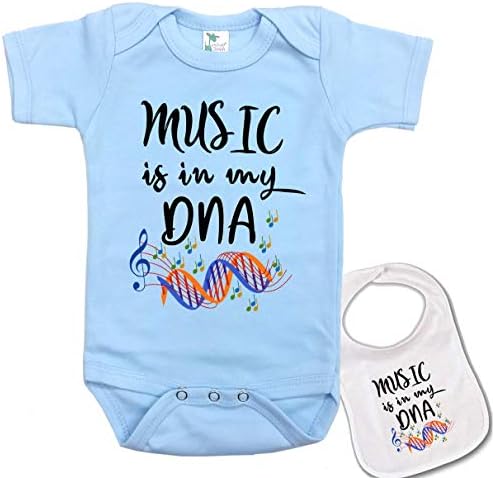 babybytesMusic is in my DNA -Cute Custom arts theme Baby bodysuit onesie & bib gift Set