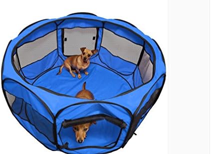 Hmcity Teddy pet cages and playpens kennel cat litter dog house pet tent outdoor folding removable and washable pet bag (11411461cm, Blue)