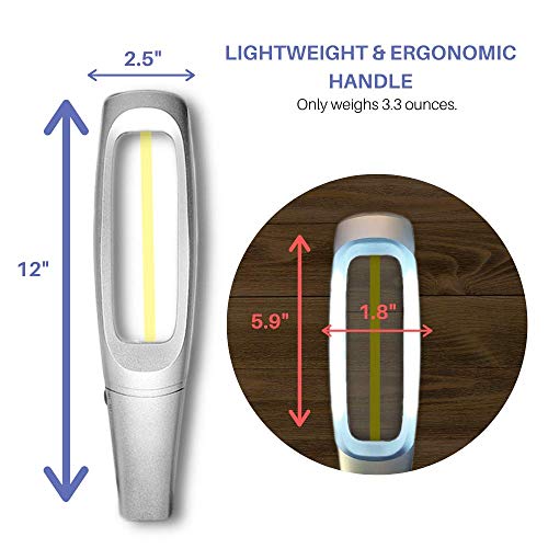 4X Reading Magnifier with 14 Evenly Lit Dimmable LED Lights & Center Yellow Guideline- Lightweight Handheld Magnifying Glass Perfect for Reading Small Fonts & Document
