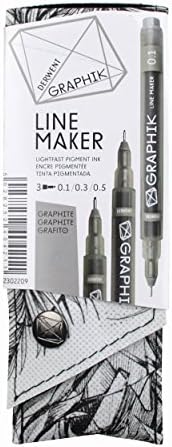 Derwent Graphite Pens, Graphik Line Maker Drawing Pens, Graphite, 3 Pack (2302209)