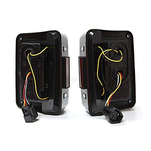 GOHAWKTEQ Smoked LED Tail Brake Lights Lamps for 2007-2017 Jeep Wrangler Brake Reverse Light Rear Back Up Lights G001JP