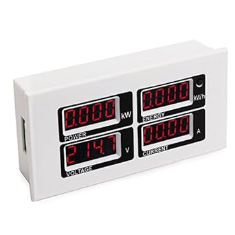 AC Digital Multimeter, DROK Voltmeter Ammeter AC 80-260V 100A 110V 220V Voltage Amperage Power Energy 4in1 Meter 22kW 9999kWh Volt Amp Power Energy Monitor Detector Testing Gauge Red LED Digital Tube Display