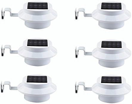 6 Pcs Bright Outdoor Security LED Light Solar Power Light Wall Solar Light Lamp Gutter Light with Mounting Bracket for House, Fence, Garden, Shed, Stairs(White)
