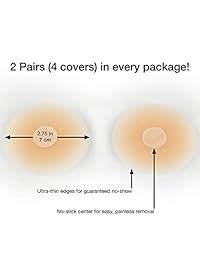 NALIA - 2 pares de pegatinas de silicona reutilizables sin pezones para mujer