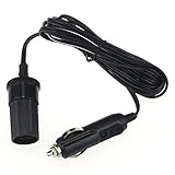 Inkach 12V 10A Car Accessory Cigarette Lighter Socket Extension Cord Cable (Black 2m)