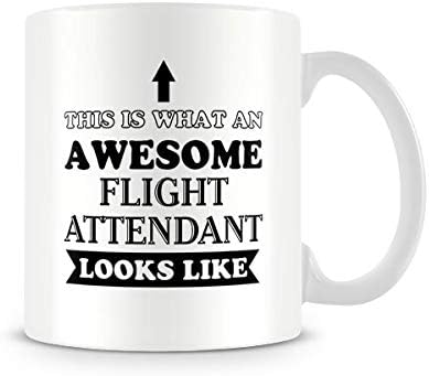 Awesome Flight Attendant - Printed Funny Mug - Great Gift/Present Idea, Ceramic, 11fl.oz.