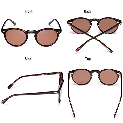 Vintage Round Sunglasses - Carfia Retro Polarized Sunglasses for Women Men, 100% UV400 Protection