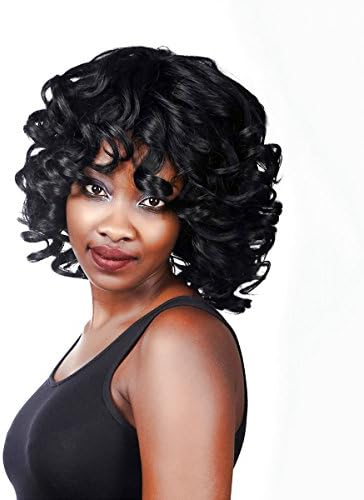 QianBaiHui Black Short Kinky Curly Wigs for Black Women - African American Wig Heat Resistant Synthetic Hair Fashion Wig (Black3)