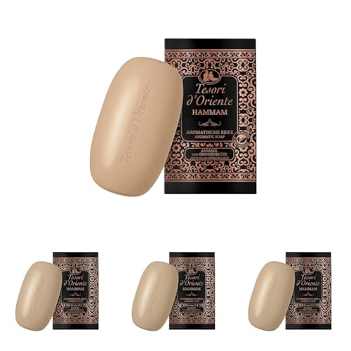 Tesori d'Oriente Sapone solido "Hammam", 125 g, sapone aromatico per le mani con olio di argan e fiori d'arancio, sapone per il corpo per la pulizia delicata della pelle, rituale per corpo e sensi