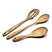 Wooden Spoons, Faay 3-In-1 Handcrafted Teak Kitchen Utensils Including Mixing Spoon, Slotted Spoon and Rice Paddle, 100% Eco Friendly, Non Toxic & Durable Wood Utensil Set w Ergonomic Long Handles