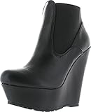 Bamboo Booth-28L Women's Platform Wedge Heel Elastic Chelsea Style Ankle Booties