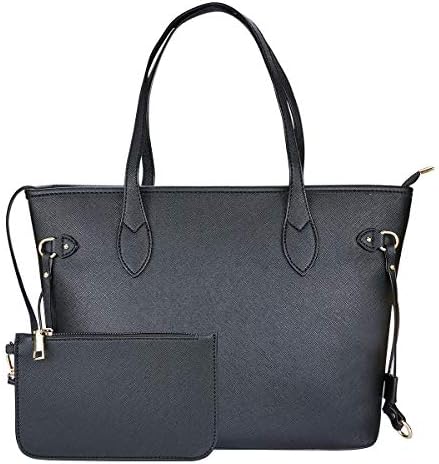 LASPERG Checkered Tote Shoulder Bag with Inner Pouch PU Vegan Leather V Style Bags