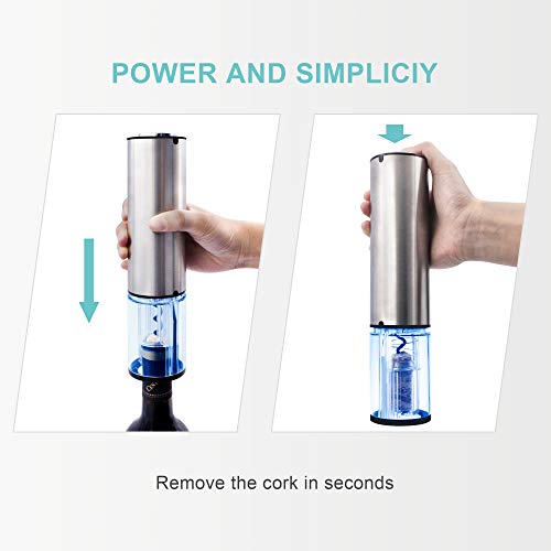 EZBASICS Electric Wine Opener Set, Cordless Stainless Steel Automatic Electric Wine Bottle