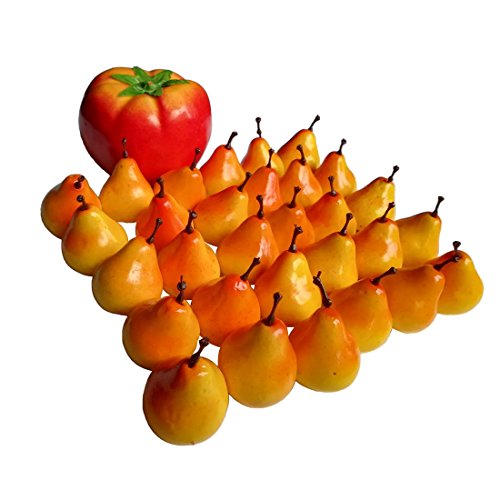 Lorigun 30pcs Artificial Lifelike Simulation 1.3" Mini Pears Fake Fruits Photography Props Model