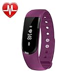 Fitness Tracker, Heart Rate Monitor Watch ,FIT-FIRE Wireless Smart Activity Heart Rate Monitor Fitness Watch with OLED Display (Purple)