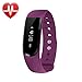 Fitness Tracker, Heart Rate Monitor Watch ,FIT-FIRE Wireless Smart Activity Heart Rate Monitor Fitness Watch with OLED Display (Purple)