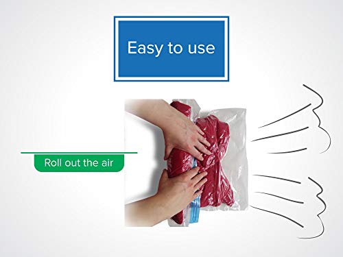 RoomierLife Travel Space Saver Bags (Medium to Large). Pack of 8 Bags. Roll-Up Compression Storage (No Vacuum Needed) & Packing Organizers. Perfect for Travel and Home Storage - Thumbnail 3