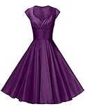 GownTown Womens Dresses Party Dresses 1950s Vintage Dresses Swing Stretchy Dresses, Purple, X-Large