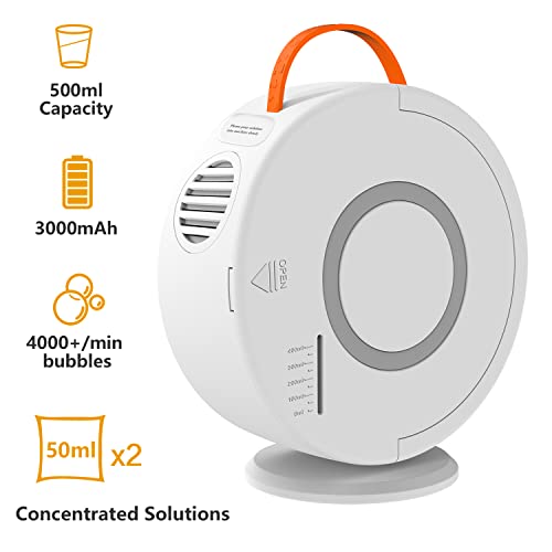 Bubble Machine for Children Automatic Bubble Blower Bubble Machine Portable Rechargeable Battery Operated Bubble Toy Electric Bubble Toy Rotated 90°/360° for Birthday Party (White)