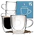 Kitchables Double Wall Glass Coffee Mugs Set of 4, 5oz - Insulated Clear Coffee Mug for Cappuccino, Latte, Tea, Espresso - Demitasse, Latte cup - Tazas Para Cafe