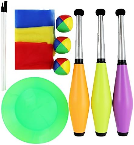 Juggling Set for Kids and Adults with Jonglage Keulen Juggling Balls, Towels, plate set includes Rod – Complete Jonglage Set with Bag As a Gift Idea for Birthday or Christmas Gift