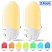 Plug-in Night Light for Kids, Compact RGB Color Changeable LED Night Lamp with Dusk to Dawn Sensor, Warm White Night Lighting for Baby Room, Bedroom, Hallway, Kitchen, Bathroom, Stairs (2 Pack)