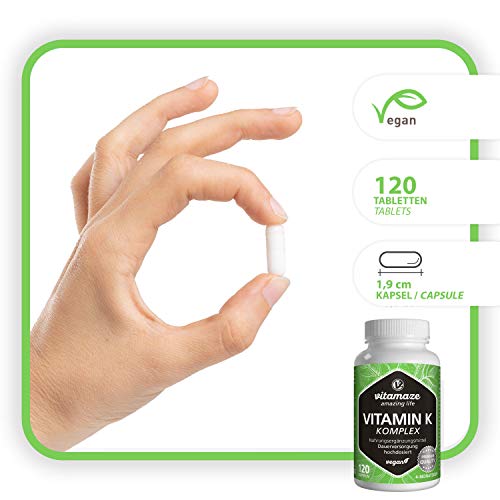 Vitamin K Komplex hochdosiert & vegan, K1 1.000 mcg + K2 Menaquinon (1.000 mcg MK4 + 200 mcg MK7), 120 Kapseln für 4 Monate, beste Bioverfügbarkeit, Made in Germany – Bild 4