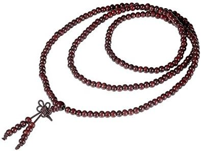 Xin Bai Xiang Men,women's 6mm Wood Bracelet Link Wrist Necklace Chain Tibetan Buddhist Brown Bead Prayer Buddha Mala Christmas Gifts
