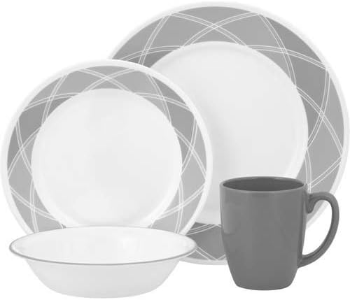 Corelle Vive 16-Piece Stoneware Mug, Savvy Shades Grey